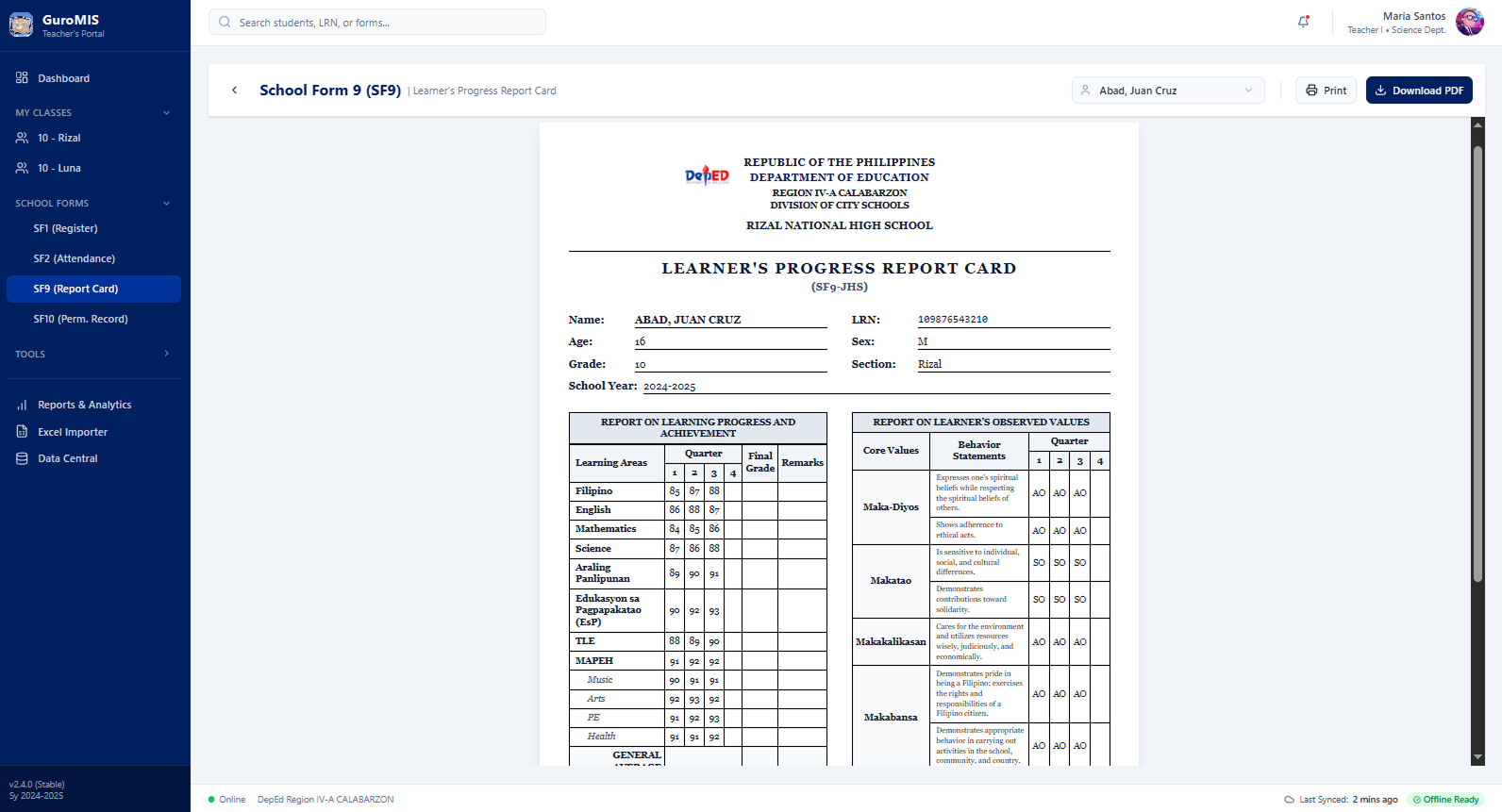 DepEd MIS Screenshot 2