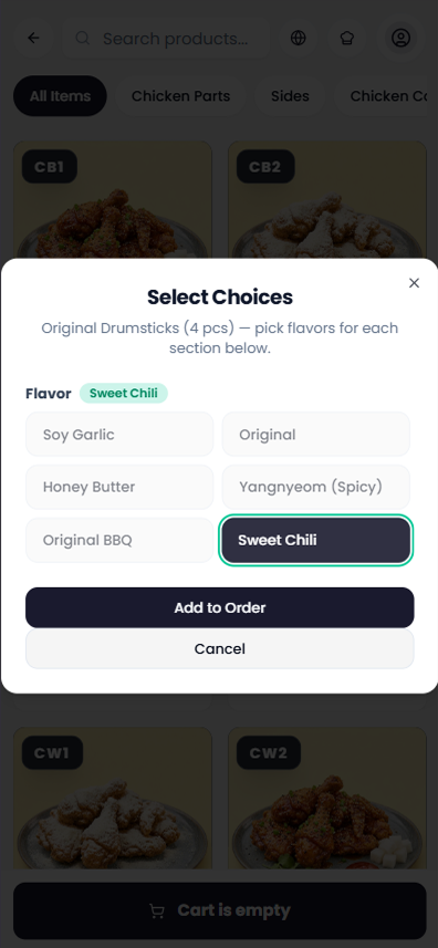 Phone flavor choice sheet