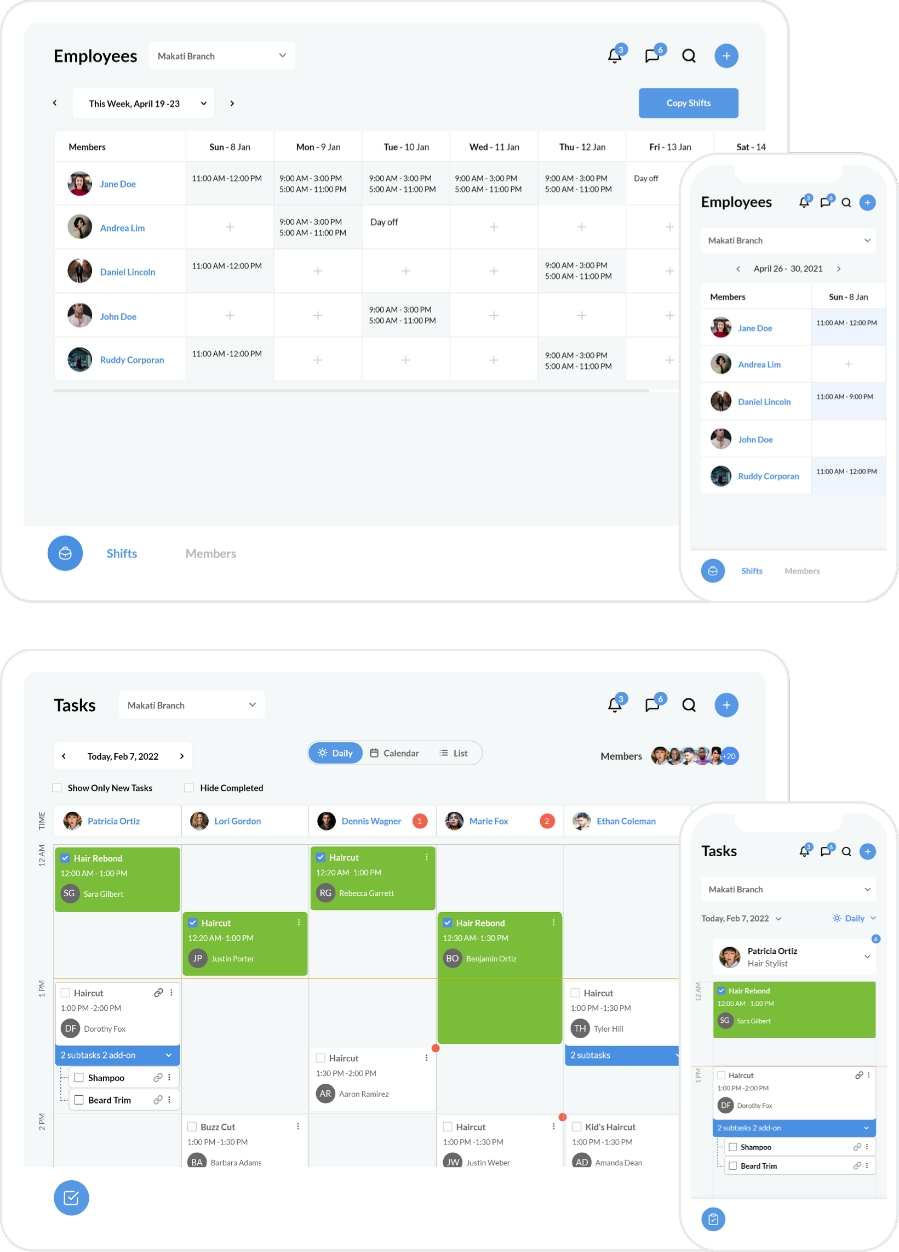 Wemu.io business management app screens
